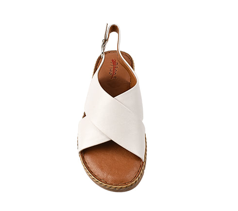 Sandale casual, dama, PASS COLLECTION, KL60020D alb, piele naturala